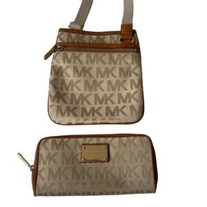 Michael Kors MK Crossbody Bag and Continental Wallet Bundle